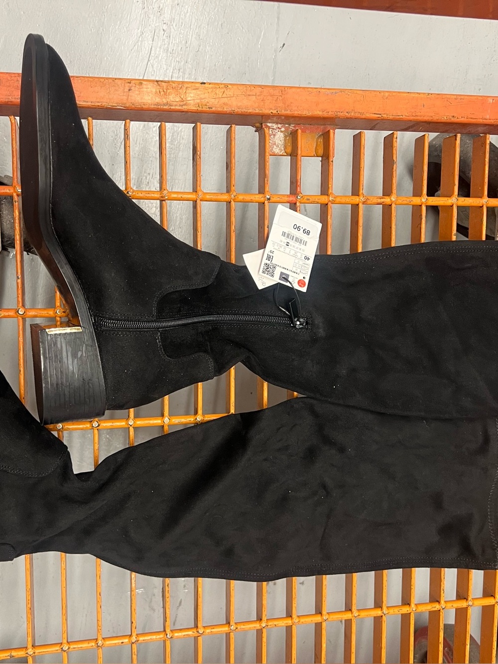 Zara Black Over-the-Knee Suede Boots with Slim Profile